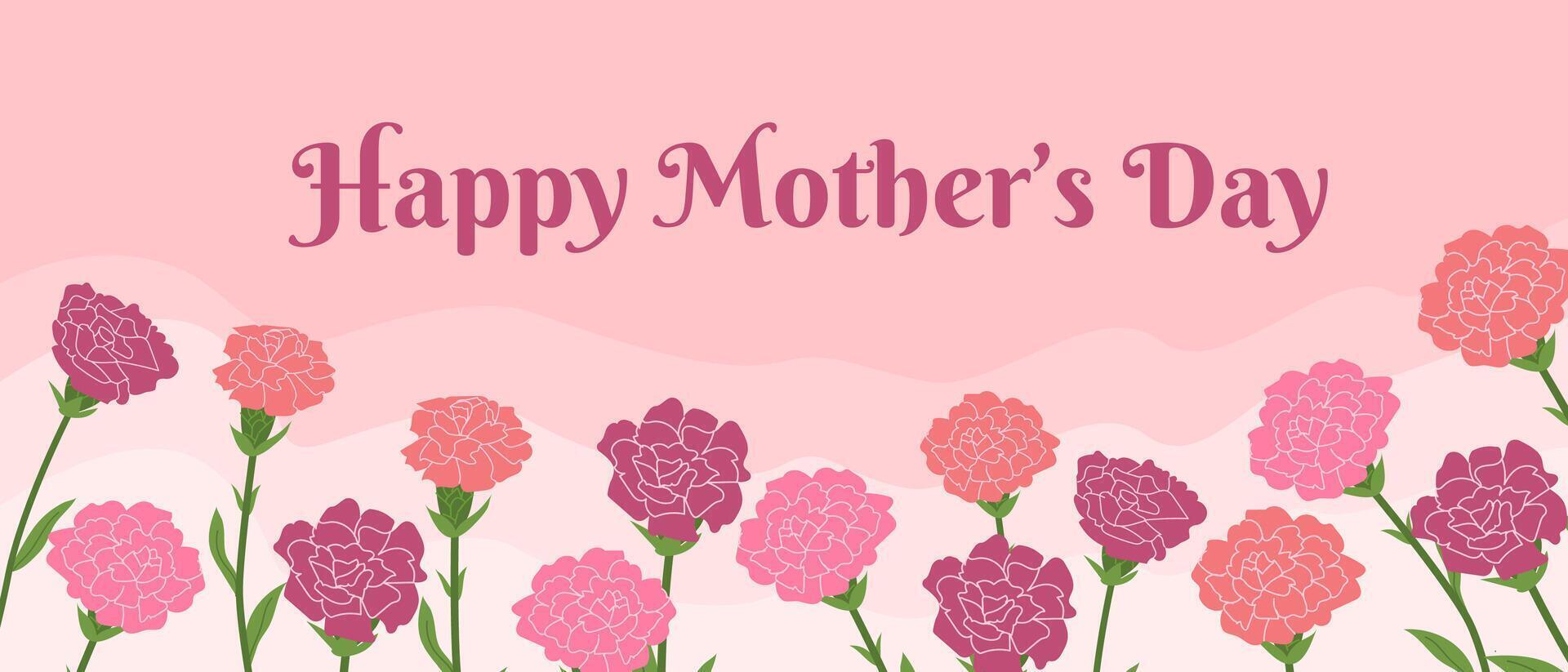 Mother's day greeting card collection featuring pink carnations and heartfelt messages vector
