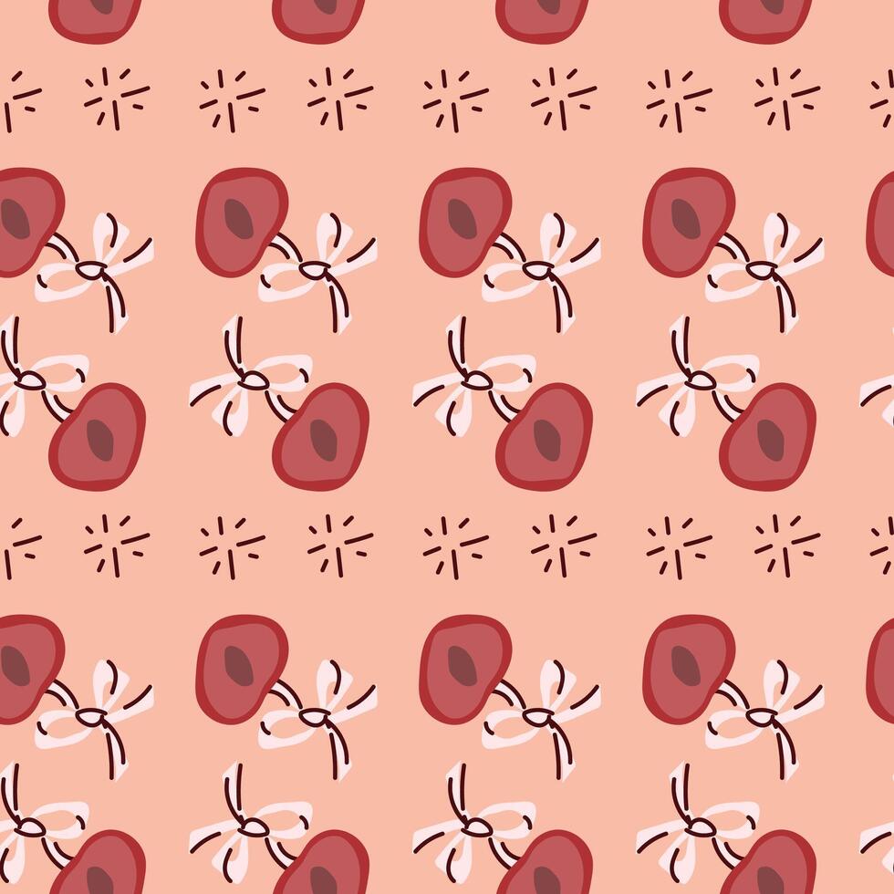 Seamless pattern of coconut halves and splashes on pink background vector