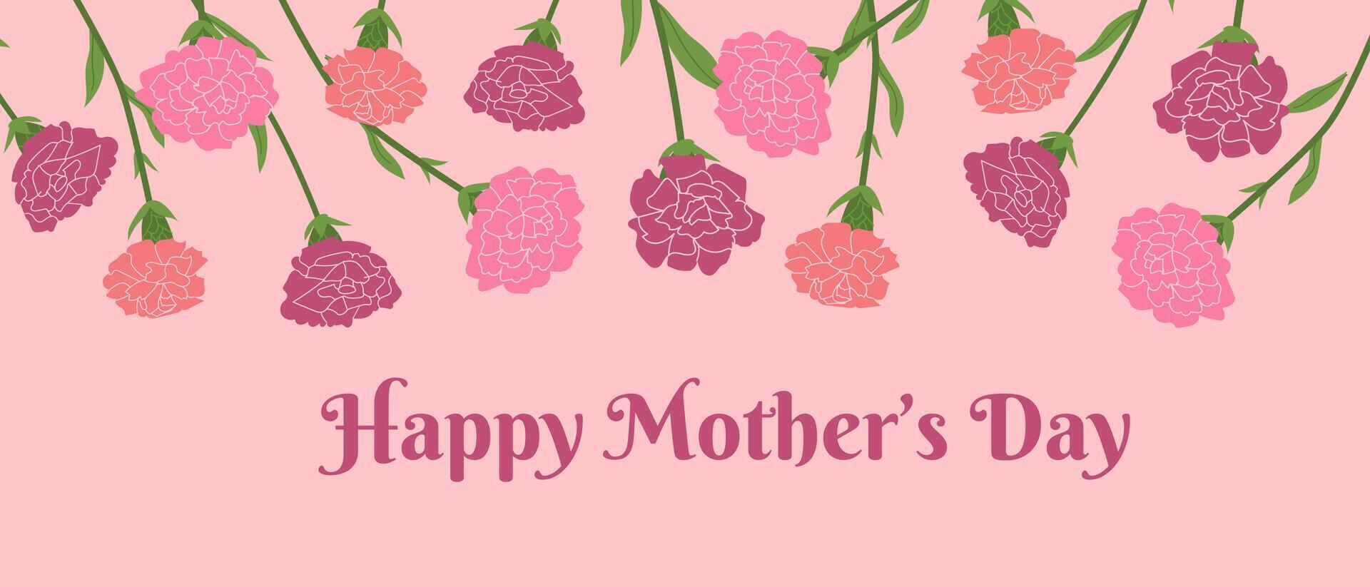 Mothers day greeting card designs with carnations and heartfelt messages vector
