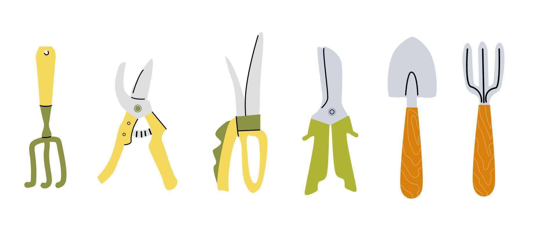 Essential gardening tools collection for home and professional use vector