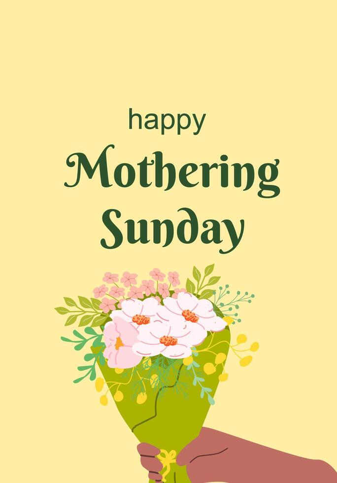Mothering sunday celebration with floral bouquet art in hand vector