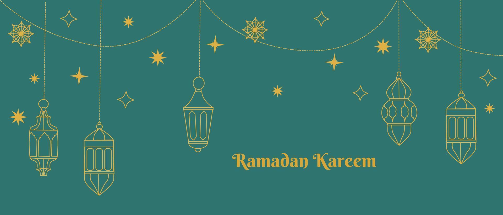Ramadan kareem celebration with arabic lanterns and elements for festive design vector