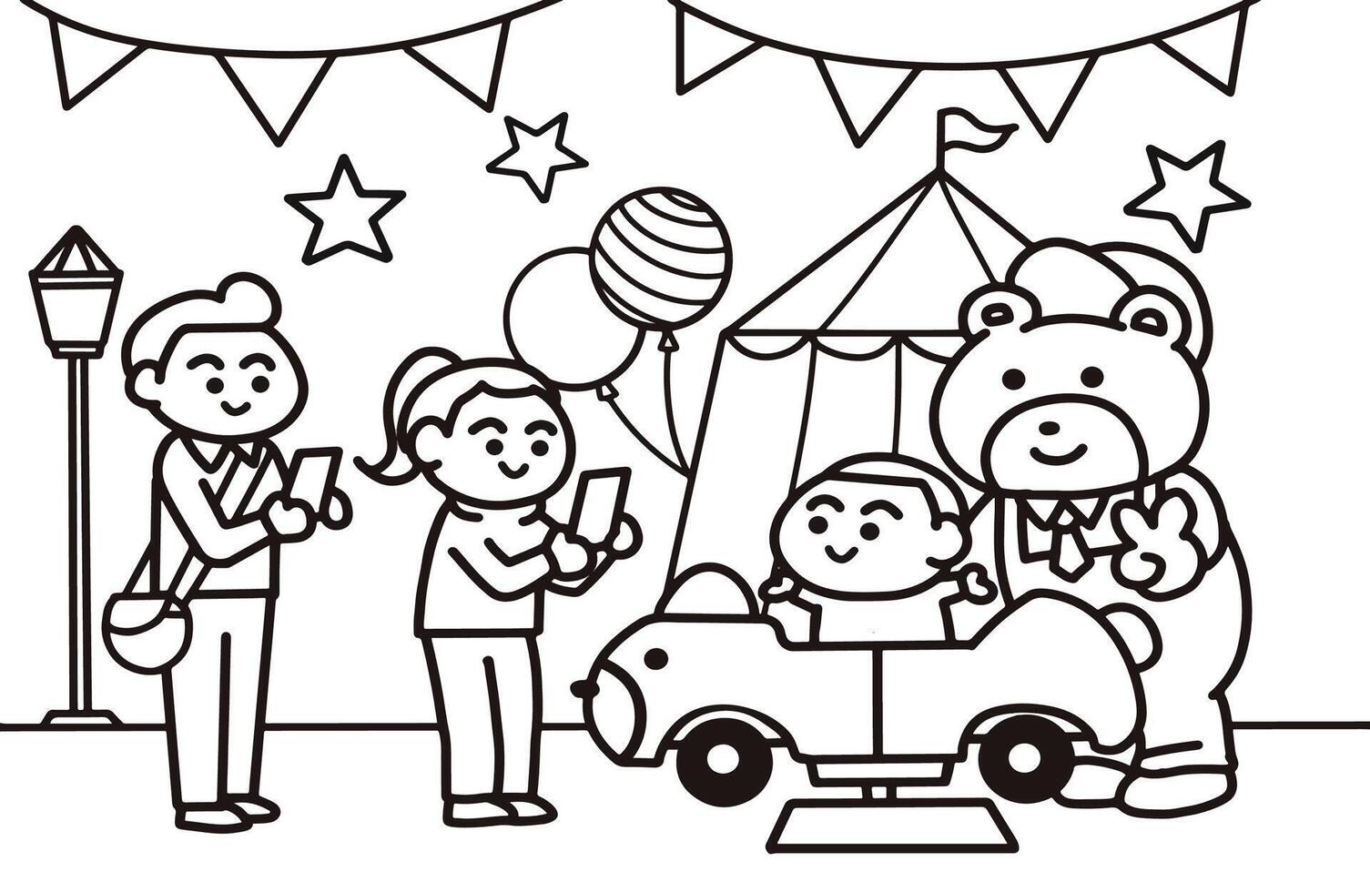 Family travel on holiday at Circus. vector