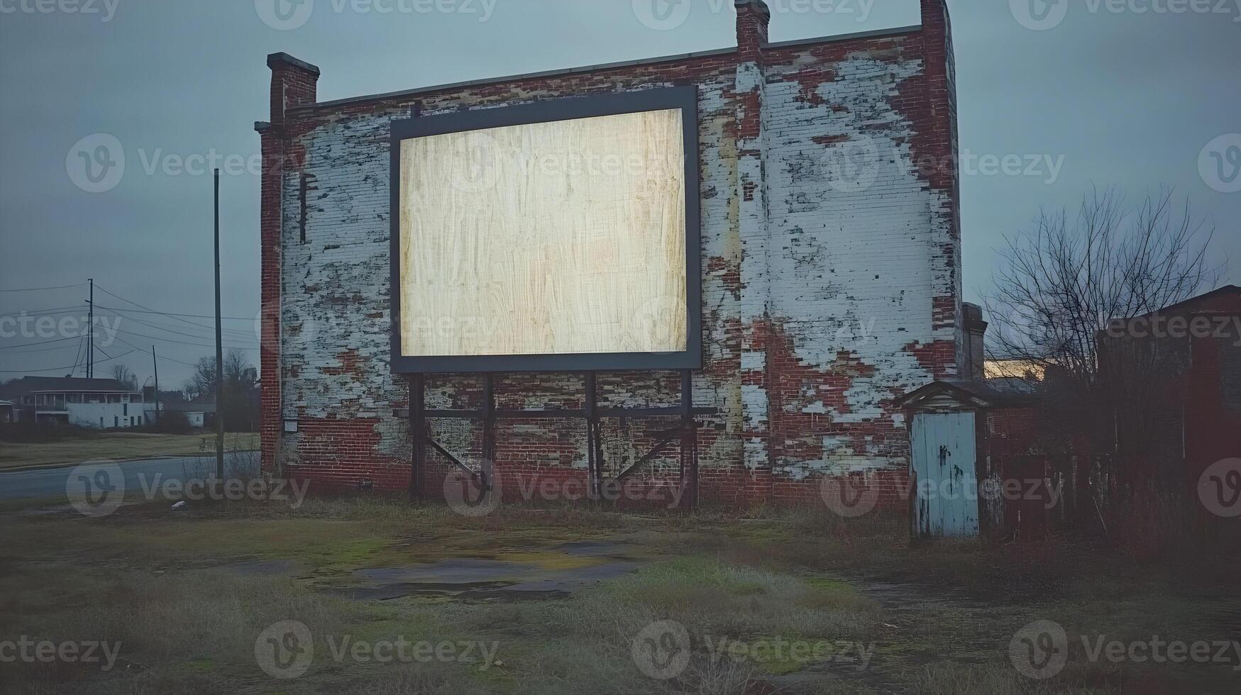 Blank billboard on old brick building. photo
