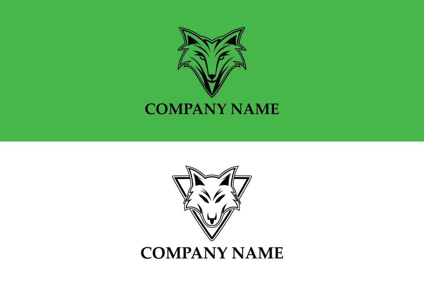 a wolf logo with a green and white background vector
