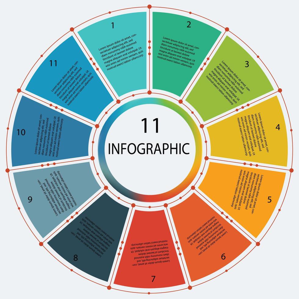 11 options circle infographics vector