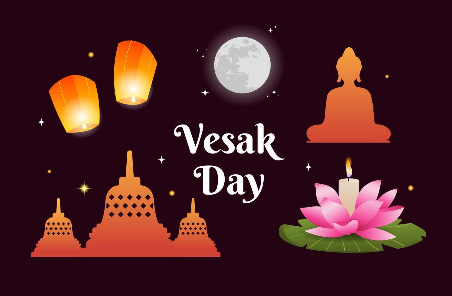 Happy vesak day element design collection vector