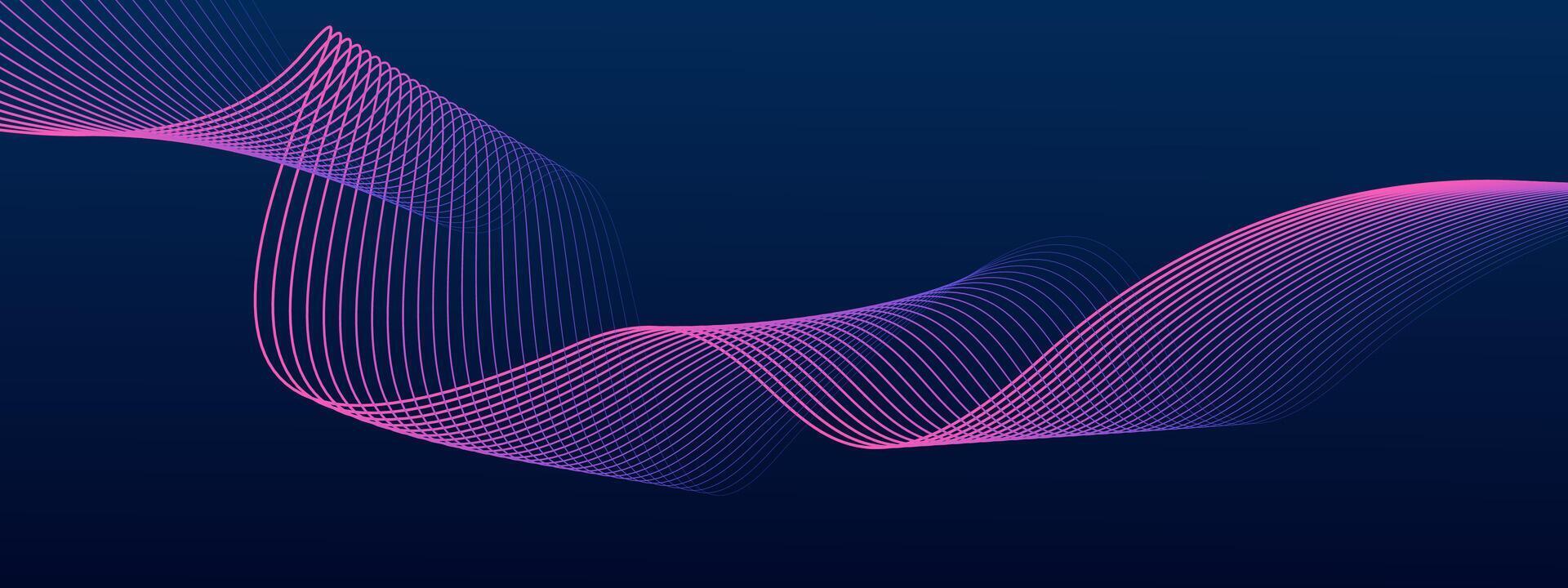 Abstract dark blue background with dynamic wave line. Futuristic technology concept vector