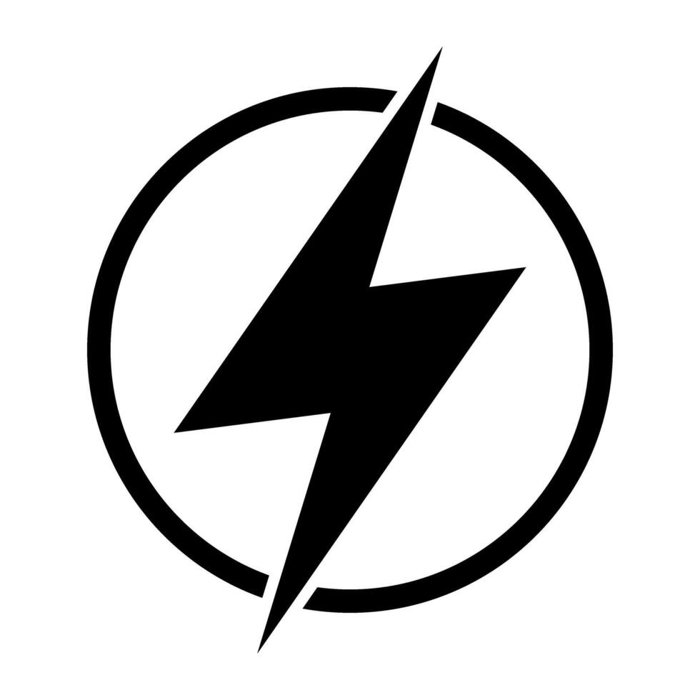 Lightning bolt sign in the circle. Lightning, electric power icon. vector