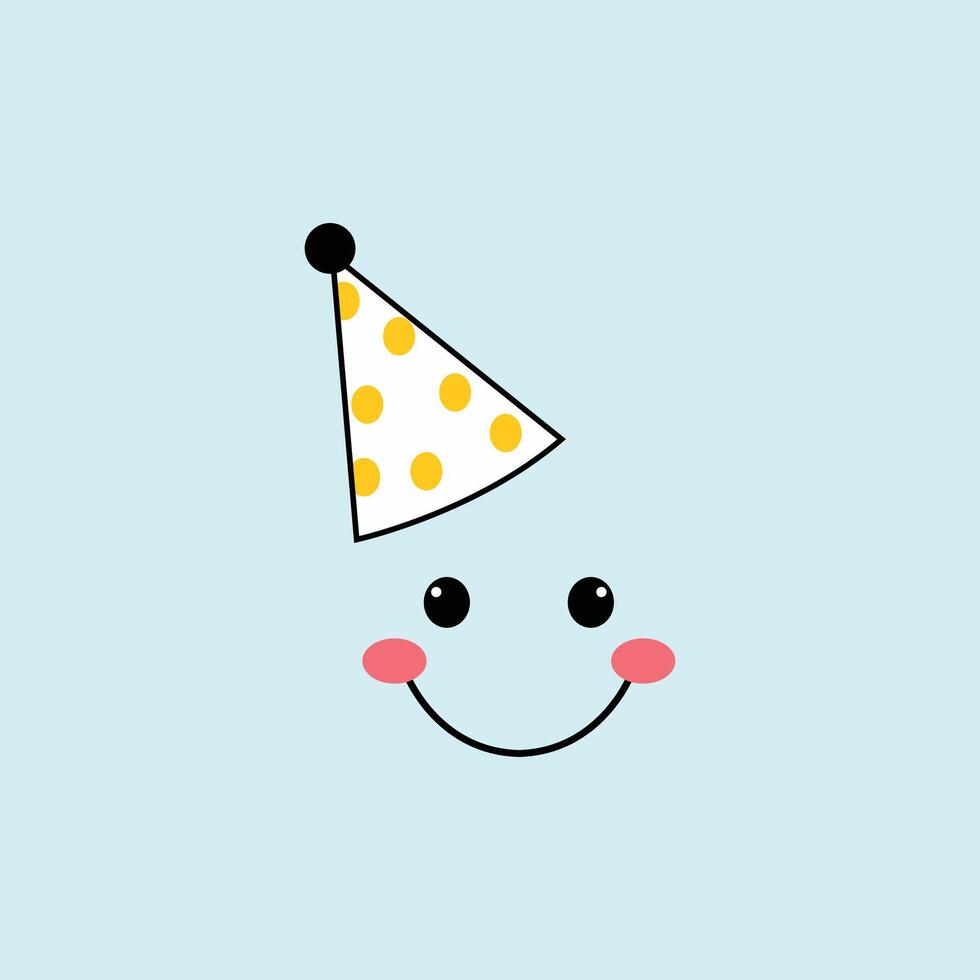 Cute Smiling Face with Party Hat Design for Celebrations and Events, Ideal for Birthdays, Invitations, and Greeting Cards vector