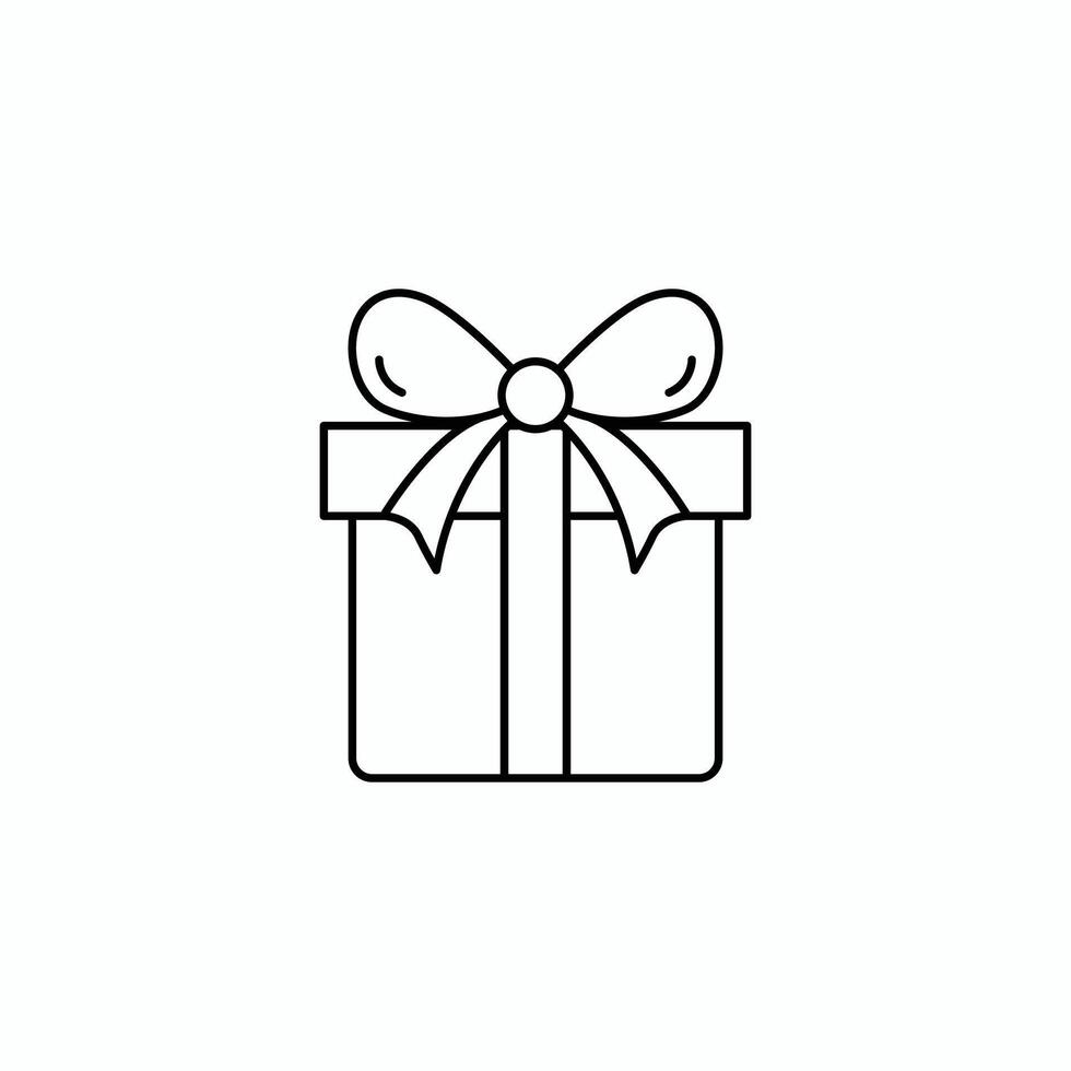 Charming Minimalist Outline of a Gift Box with Ribbon Perfect for Celebrations, Events, and Presentations vector