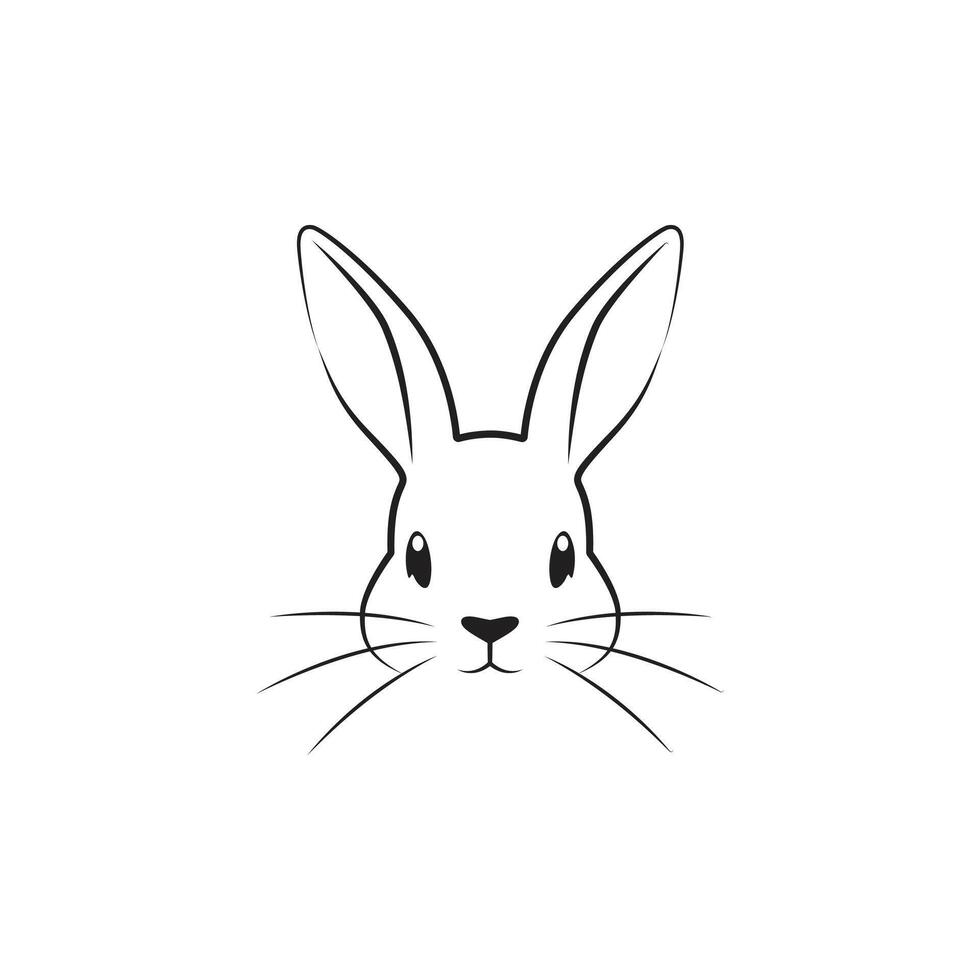 Cute and Playful Cartoon Rabbit Face Drawing for Easter and Spring Celebrations in Minimalist Style vector