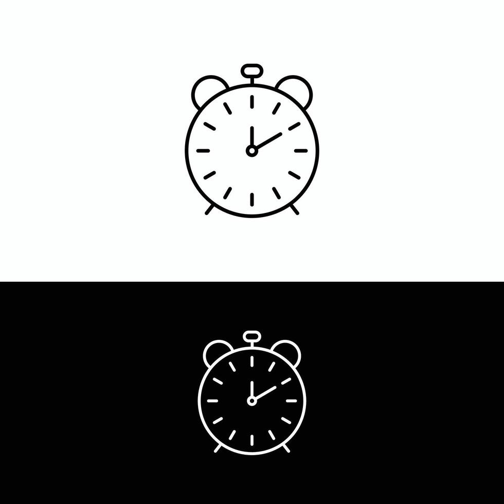 Minimalist Black and White Alarm Clock Icon Design for Timeliness and Punctuality vector