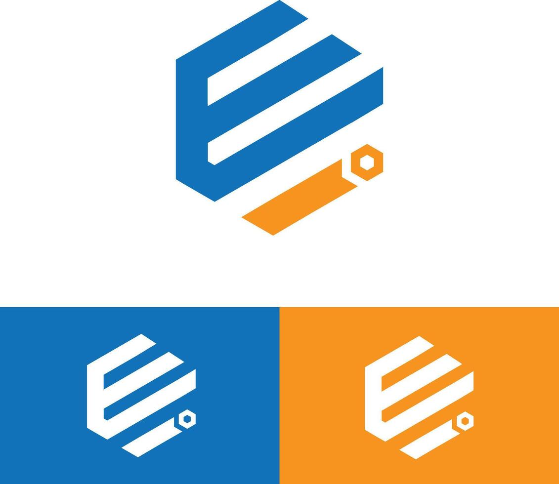 Hexagon E Logo Design vector