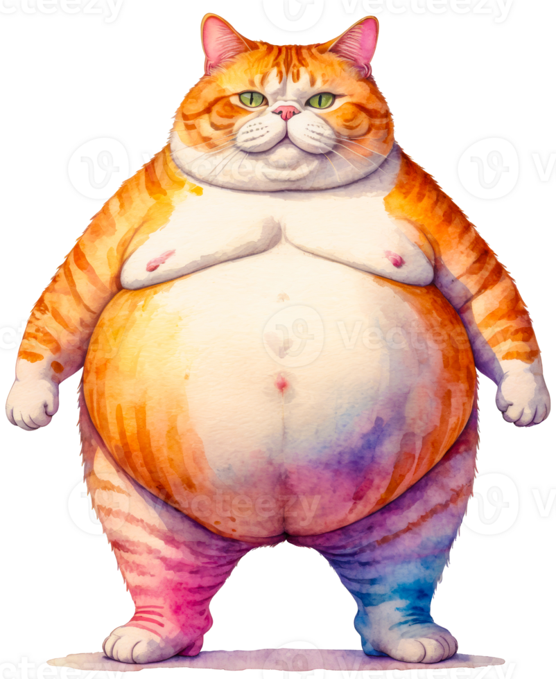 A fat orange tabby cat standing on its hind legs and staring png