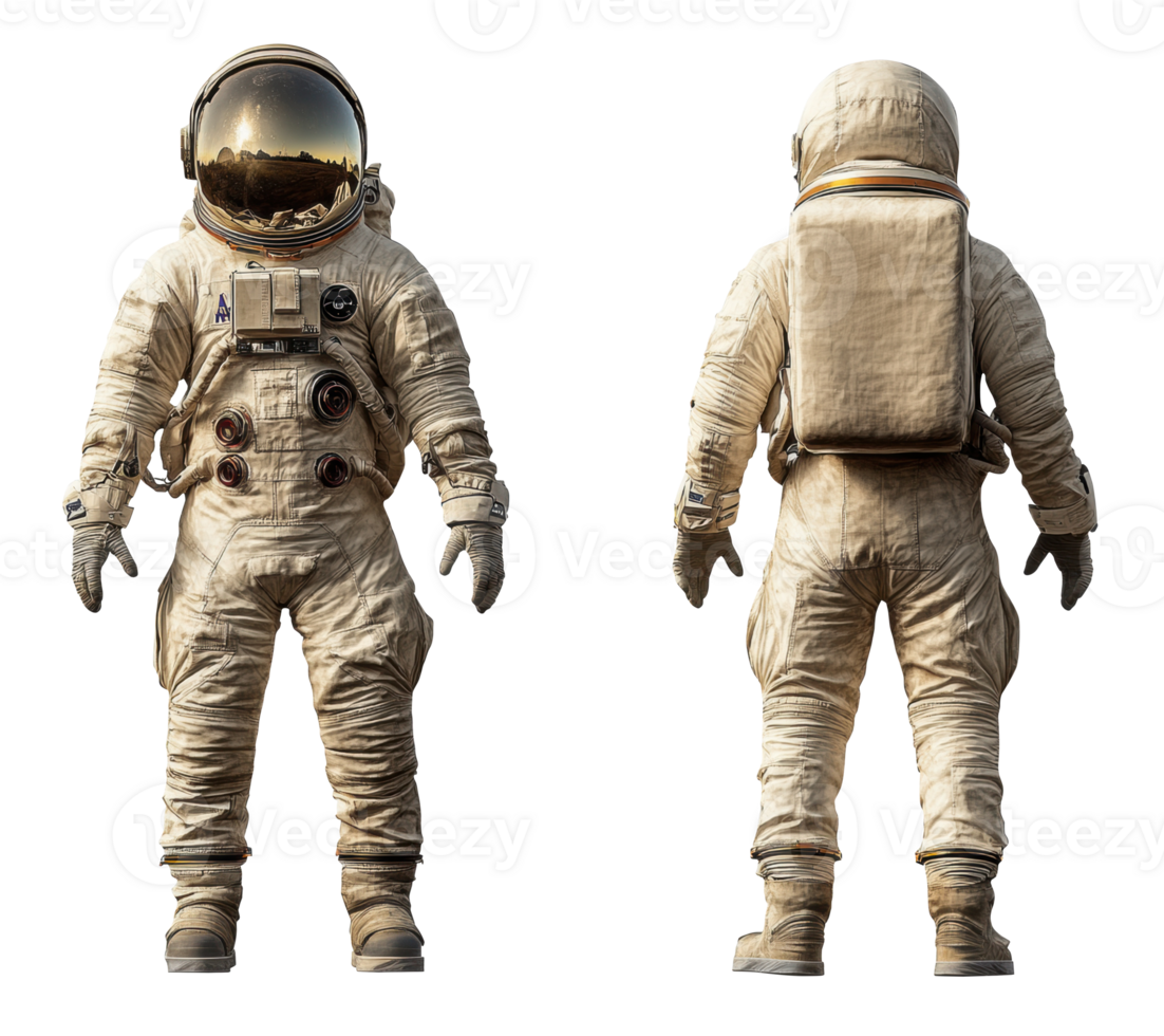 Spacesuit design showcasing astronaut gear from multiple angles png
