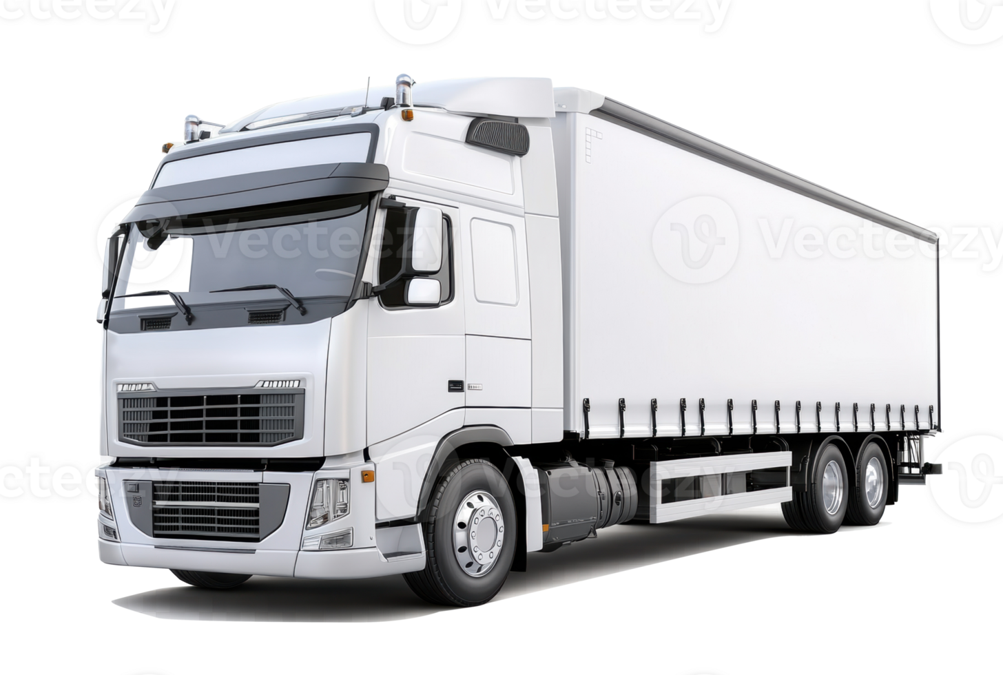 Large white freight truck parked on a city street during daytime png
