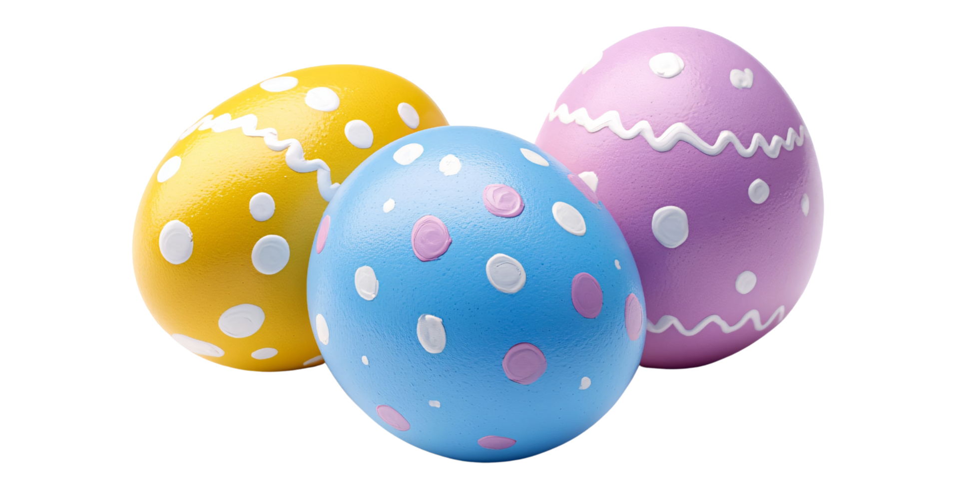 Easter eggs with colorful decorated polka dot patterns isolated on transparent background png