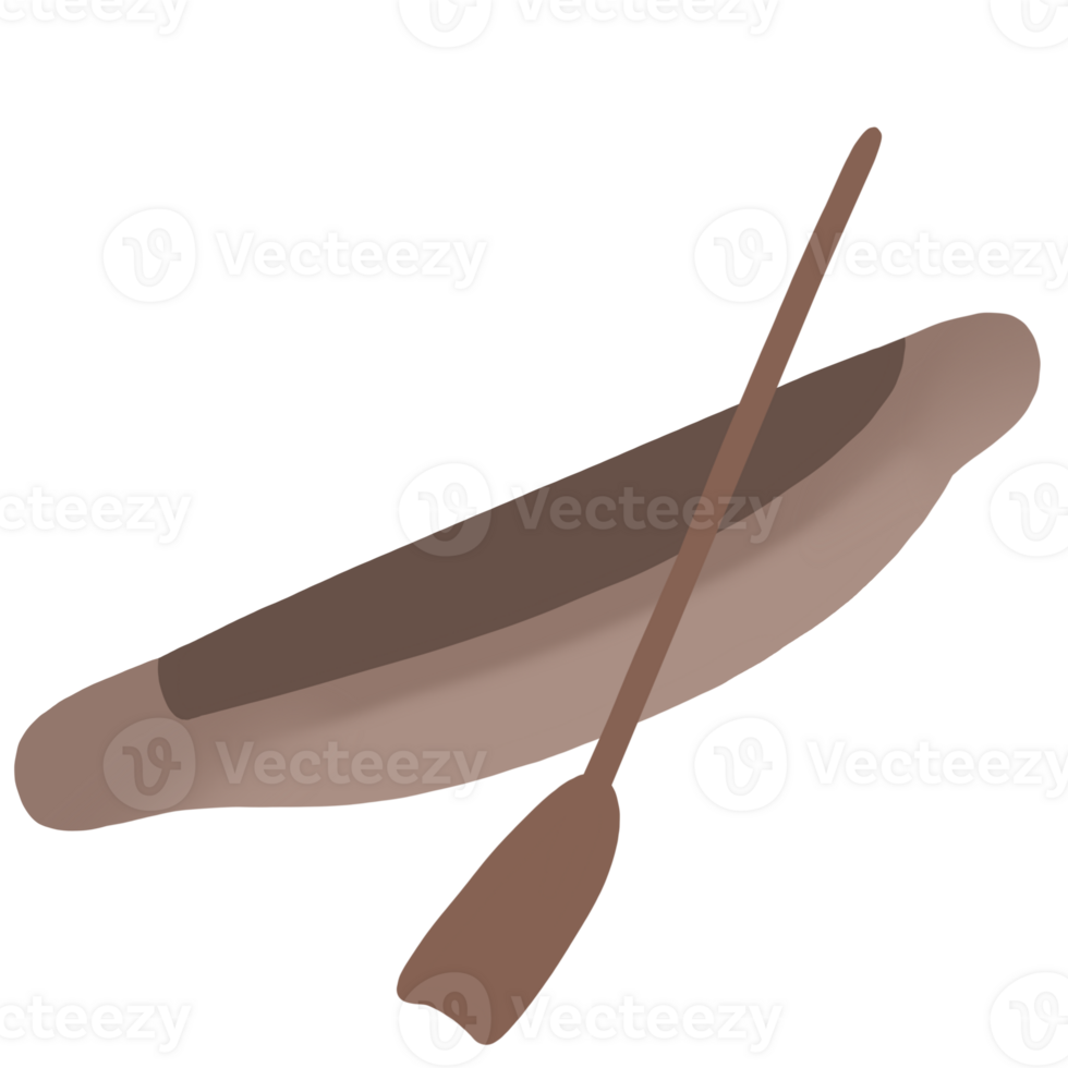 a canoe with a paddle on it, isolated on a transparent background png