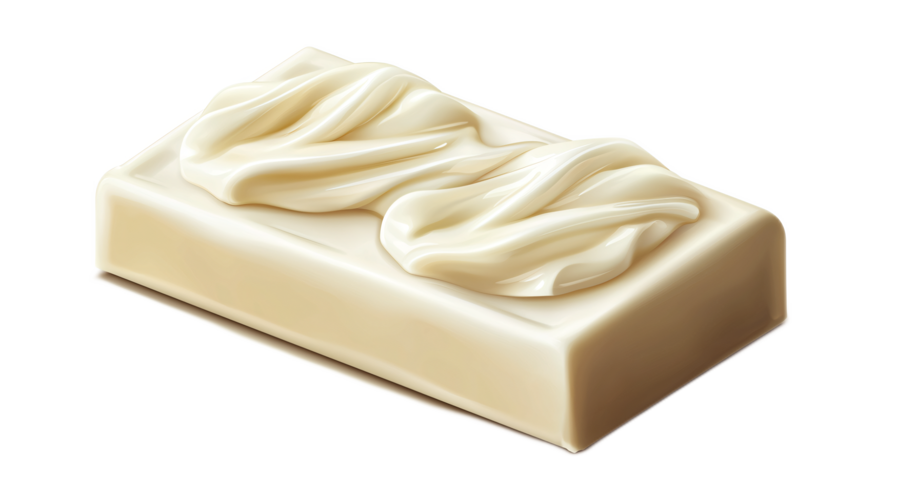 Creamy White Chocolate Bar with Smooth Swirls and Glossy Finish png