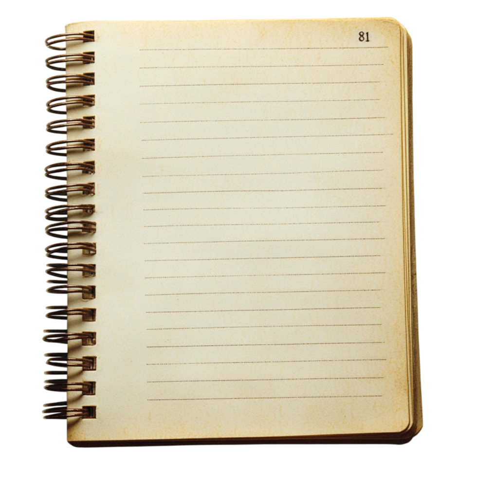 Blank Spiral Notebook with Vintage Aesthetic Isolated png