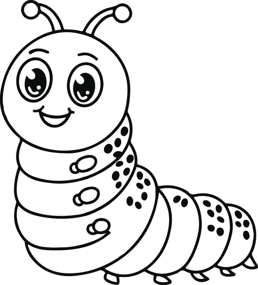 Caterpillar line art illustration vector