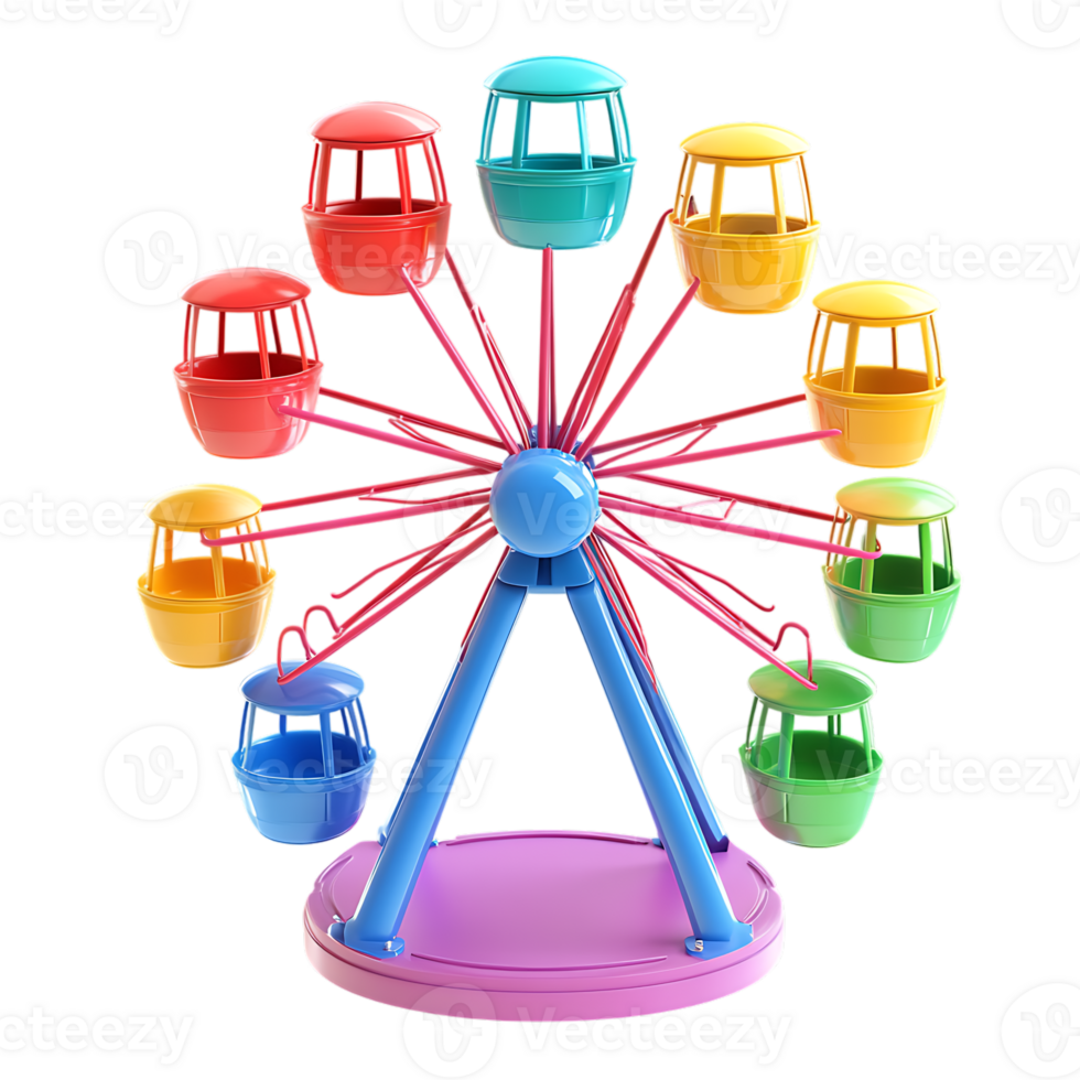 A colorful ferris wheel with many different colored seats png