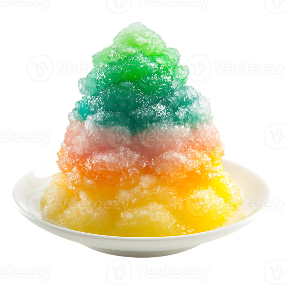 A white plate with a rainbow colored ice cream png