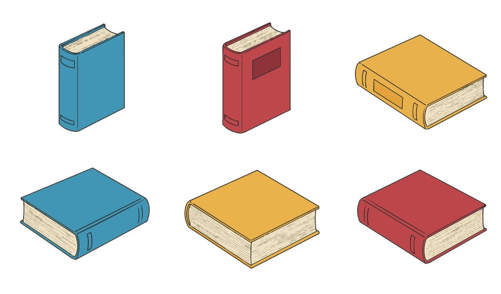 Hardcover Books Bundle in Isometric Perspective for 3D Effects vector