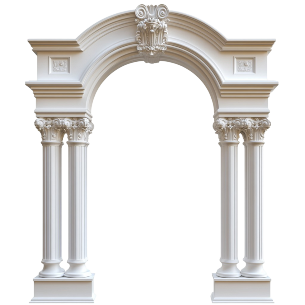 Pure White Classic Archway on Transparent Background png