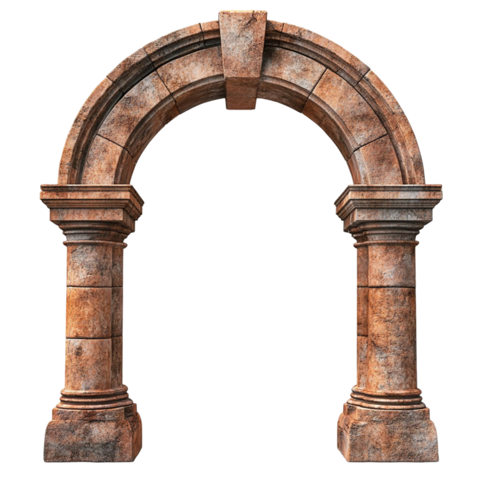 Rustic Arched Stone Gateway on Transparent Background png