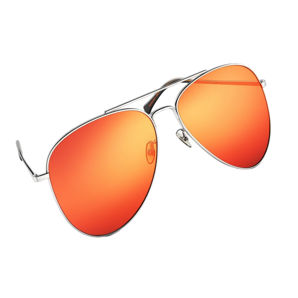 Stylish Aviator Sunglasses with Orange Gradient Lenses on Transparent Background png