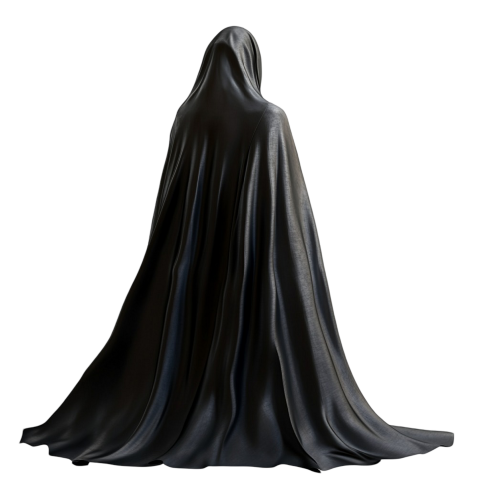 Black Ghost-Like Fabric Draping in a Mysterious Shape on Transparent Background png