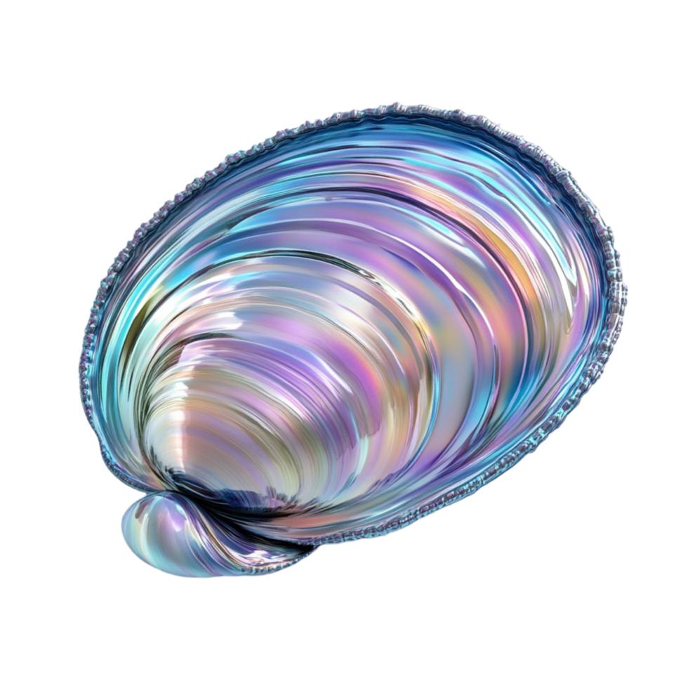 Vibrant Multicolor Iridescent Seashell on Transparent Background png
