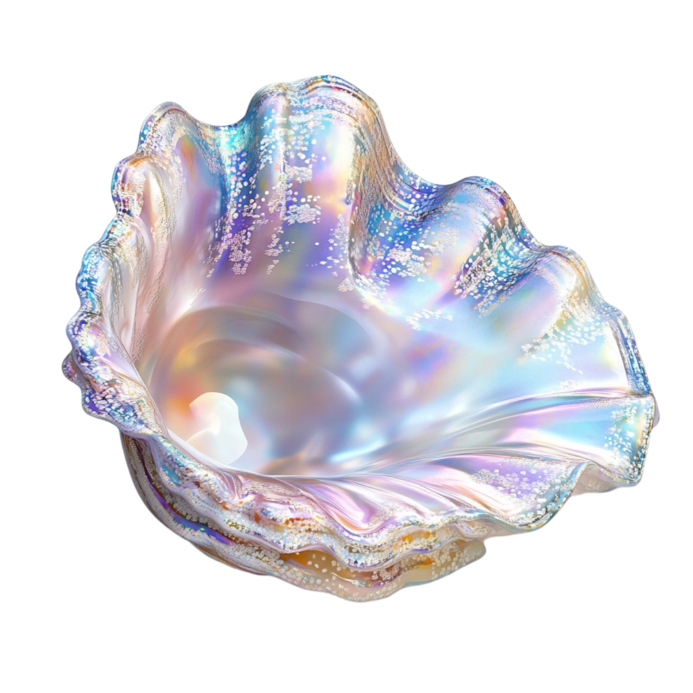 Beautiful Iridescent Pearl Shell with Colorful Reflections on Transparent Background png