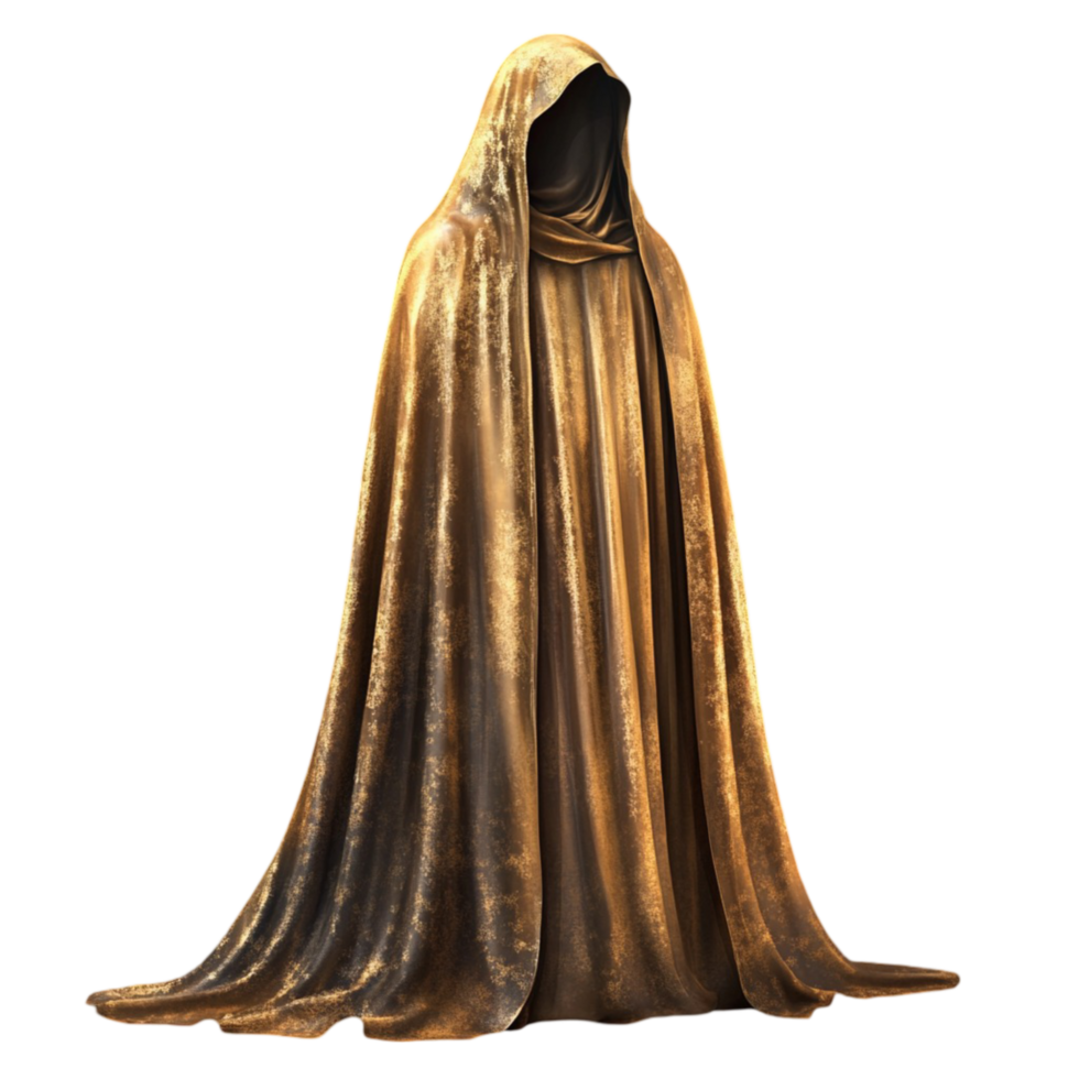 Golden Fabric Drape Flowing Elegantly on Transparent Background png