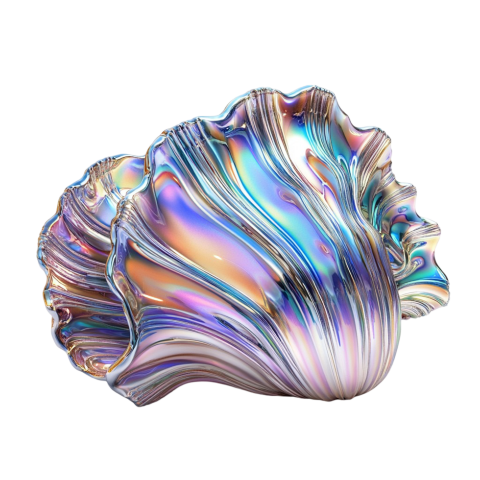 Multicolored Iridescent Abstract Fluid Shape on Transparent Background png