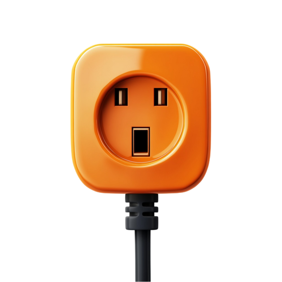 Elegant Orange Electrical Plug with Two Holes on Transparent Background png