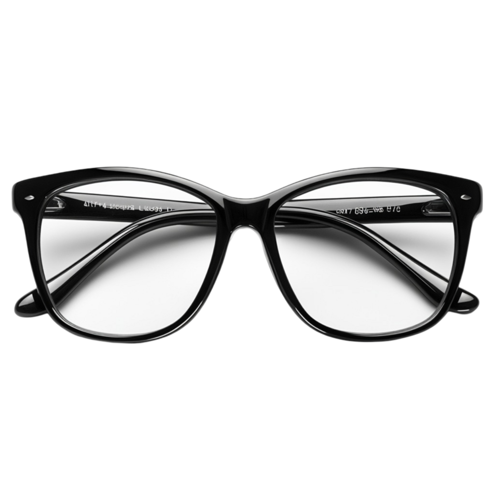 Elegant Black Eyeglasses with Thin Metal Frame on Transparent Background png