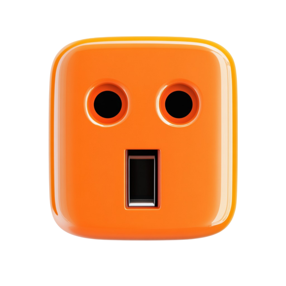Modern Orange Electrical Outlet with Two Plug Holes on Transparent Background png