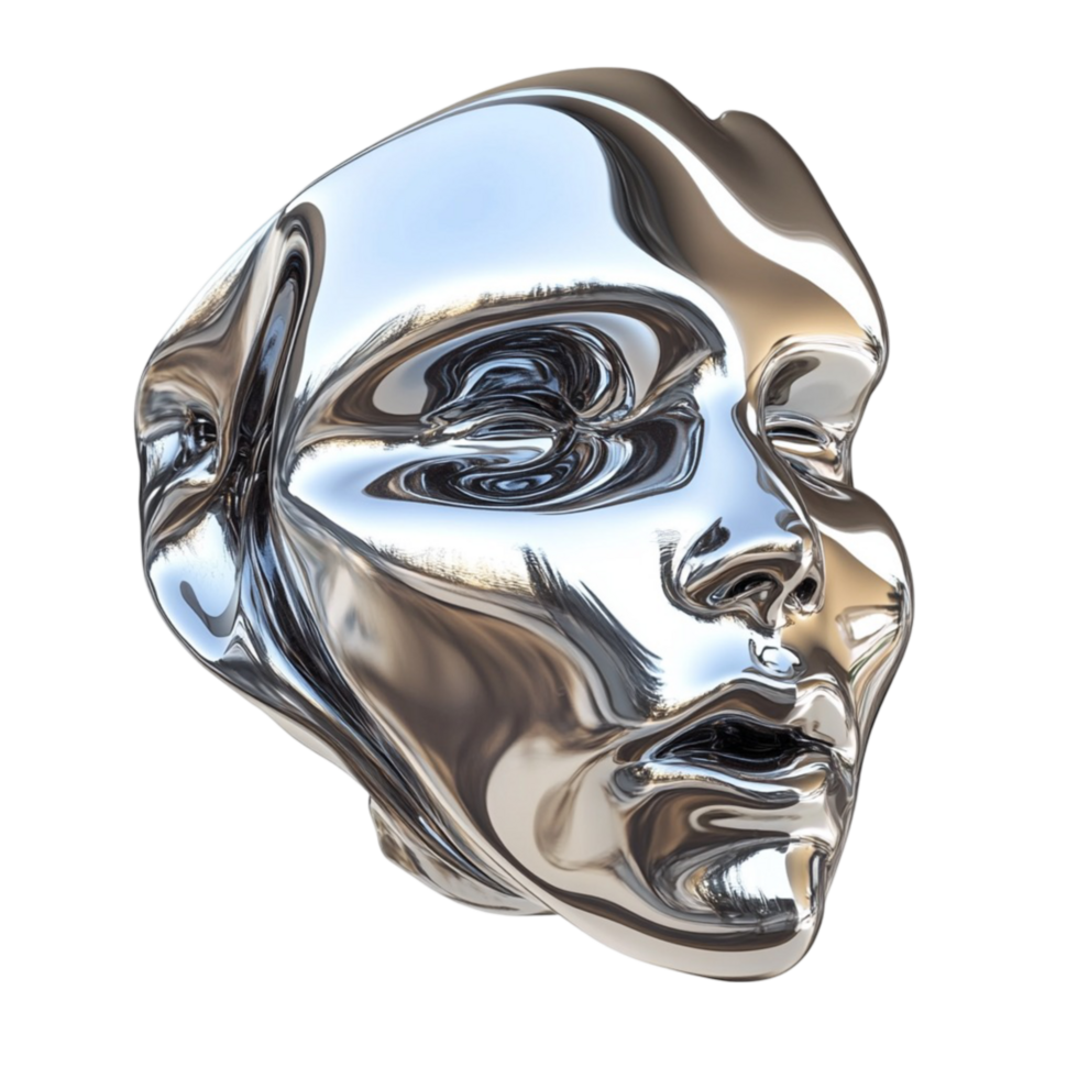 Abstract Metallic Robotic Face with Futuristic Design png