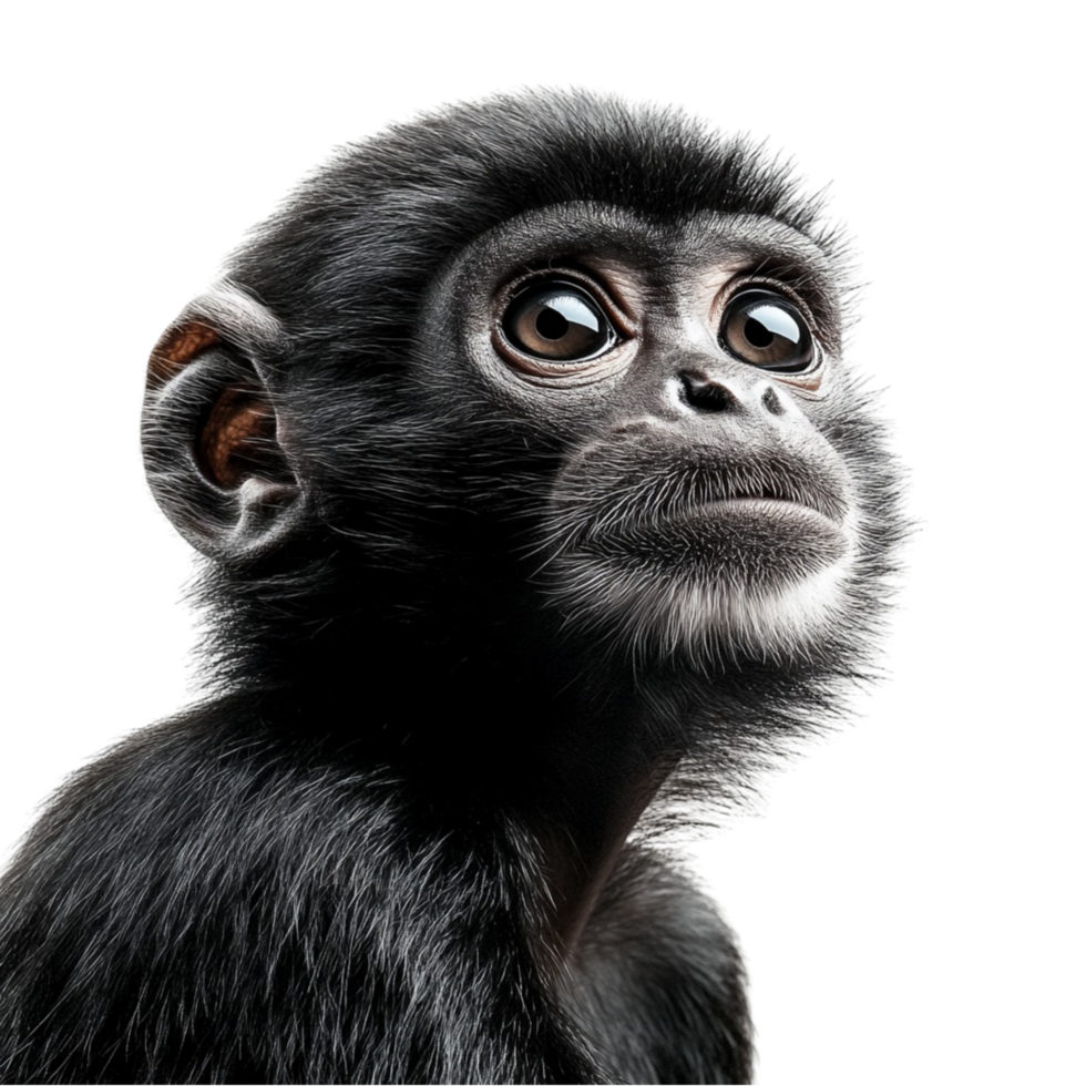 Young Monkey with Curious Expression on Transparent Background png