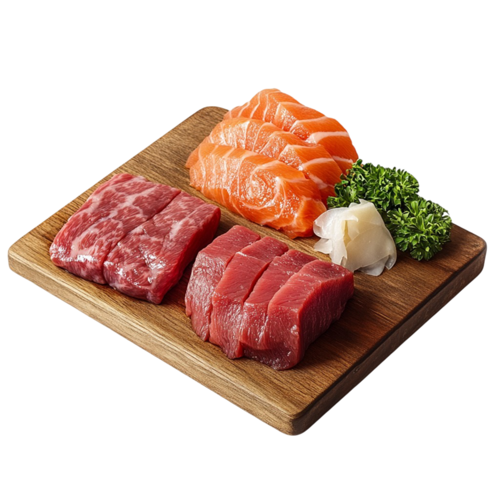 Sushi and Sashimi Platter on Transparent Background png