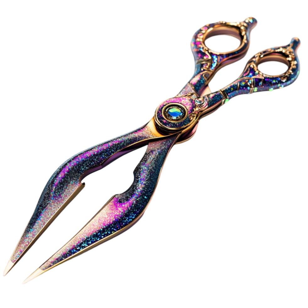 Colorful Iridescent Scissors on Transparent Background png