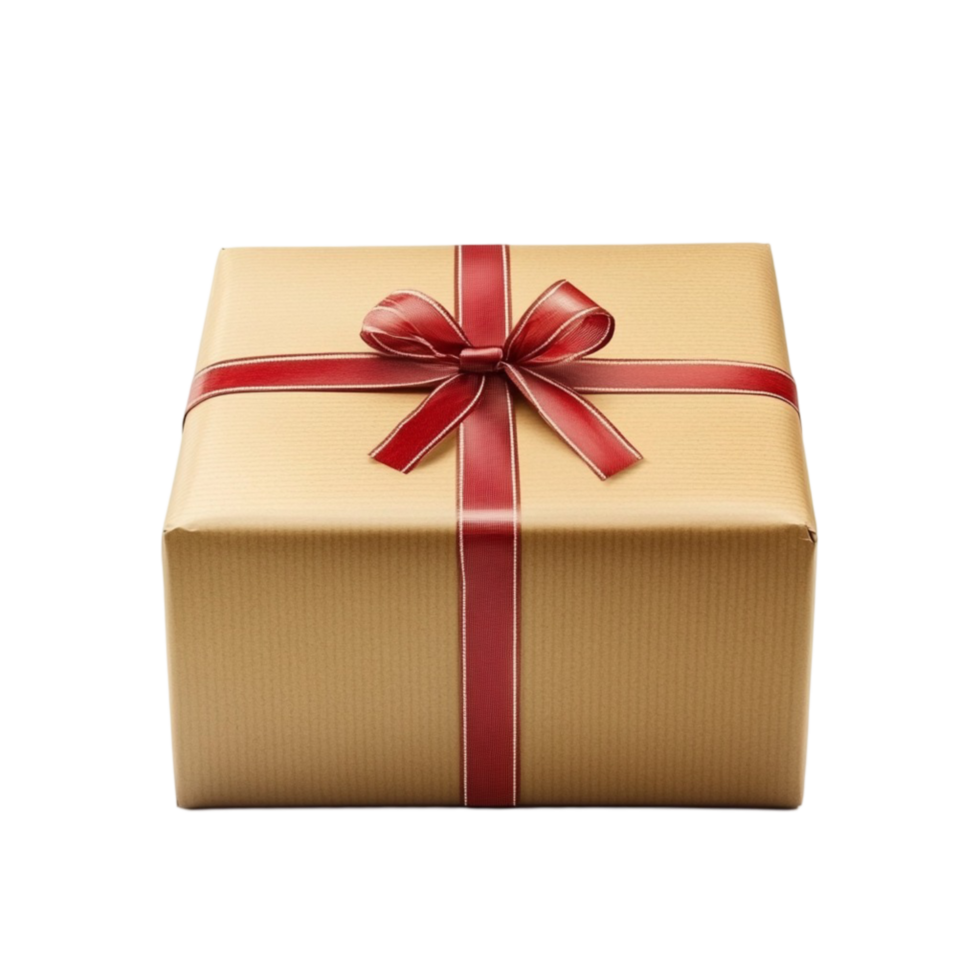 Gift Box with Red Ribbon on Transparent Background png