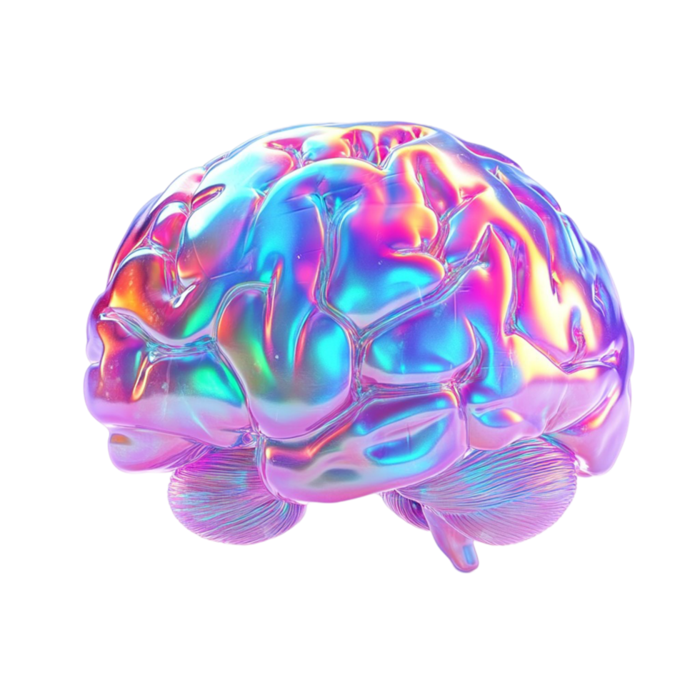 Colorful Brain Illustration on Transparent Background png