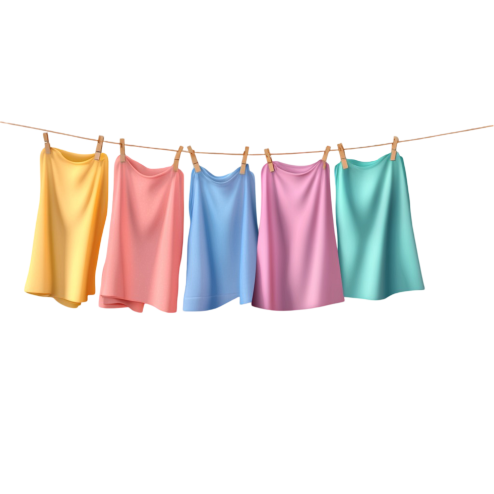Hanging Colorful Clothes on Transparent Background png