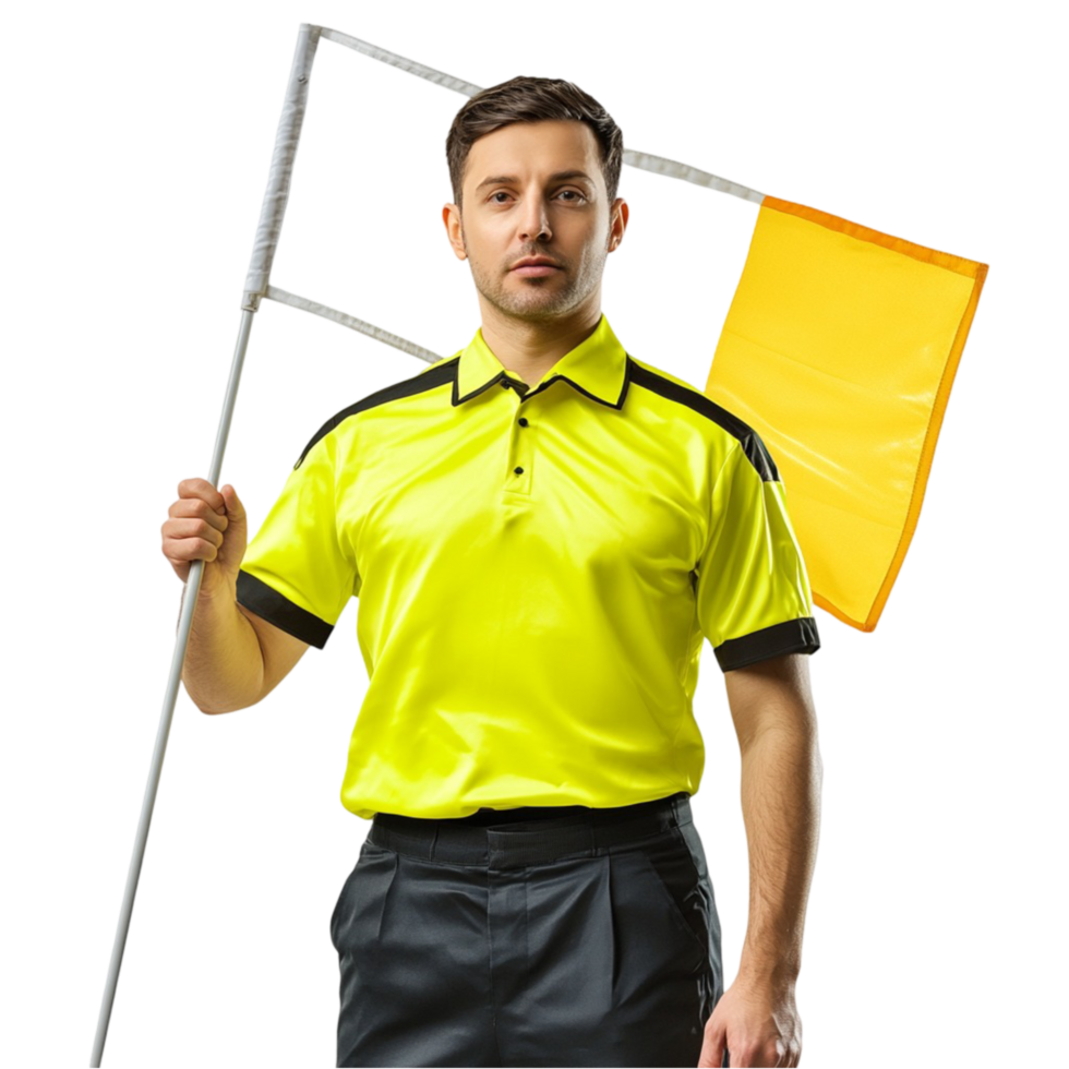 Soccer Referee Holding a Flag on Transparent Background png