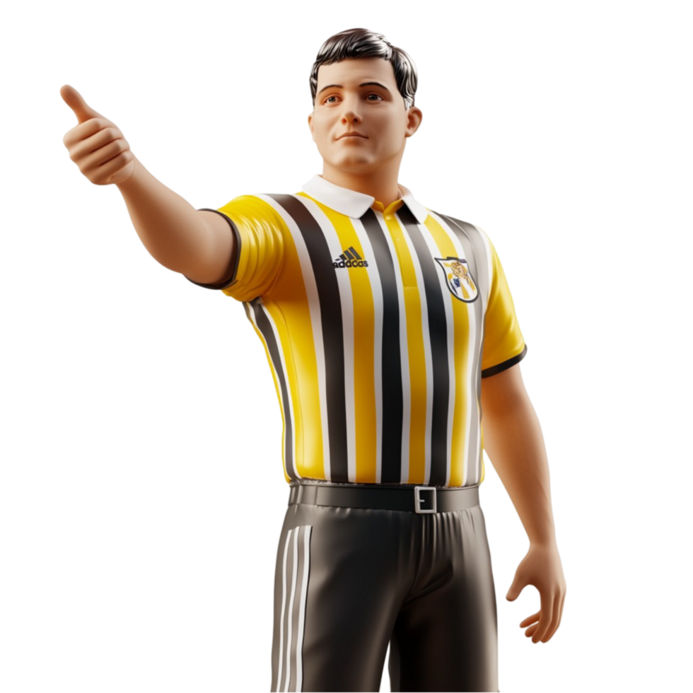 Referee Pointing with Serious Expression on Transparent Background png