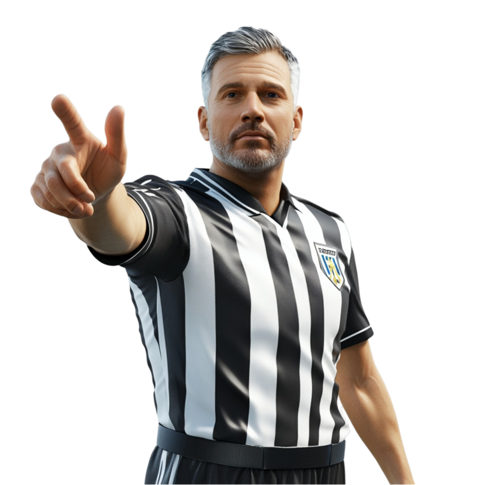 Soccer Referee Signaling a Decision on Transparent Background png
